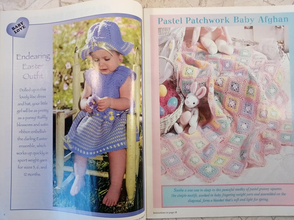 CROCHET WITH HEART Yarn VTG Magazine April 1999 Clown Pizza Patchwork Bookmark - Image 4 of 4