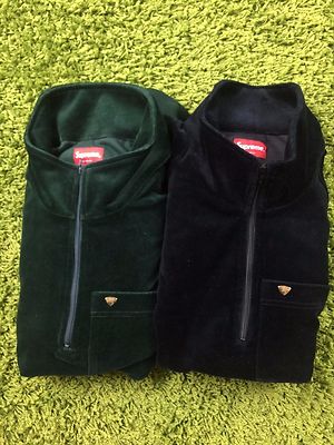 supreme velour zip up jacket black