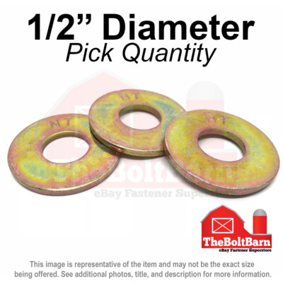 #ad 1 2quot; USS Flat Washers Grade 8 Steel Zinc Yellow Pick Quantity $609.30
