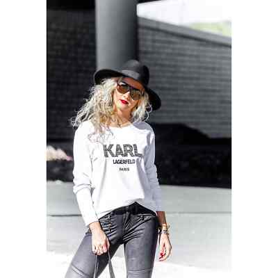 Karl Lagerfeld EUC Paris Logo Black & White Long Sleeve Top  display picture 1