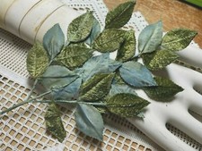 vintage 1940s millinery velvet silk leaves moss verdegris 1 spray made in Japan