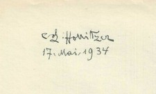 Carl Leopold Hollitzer Signed Album Page 1934 / Autographed Charicaturist Singer