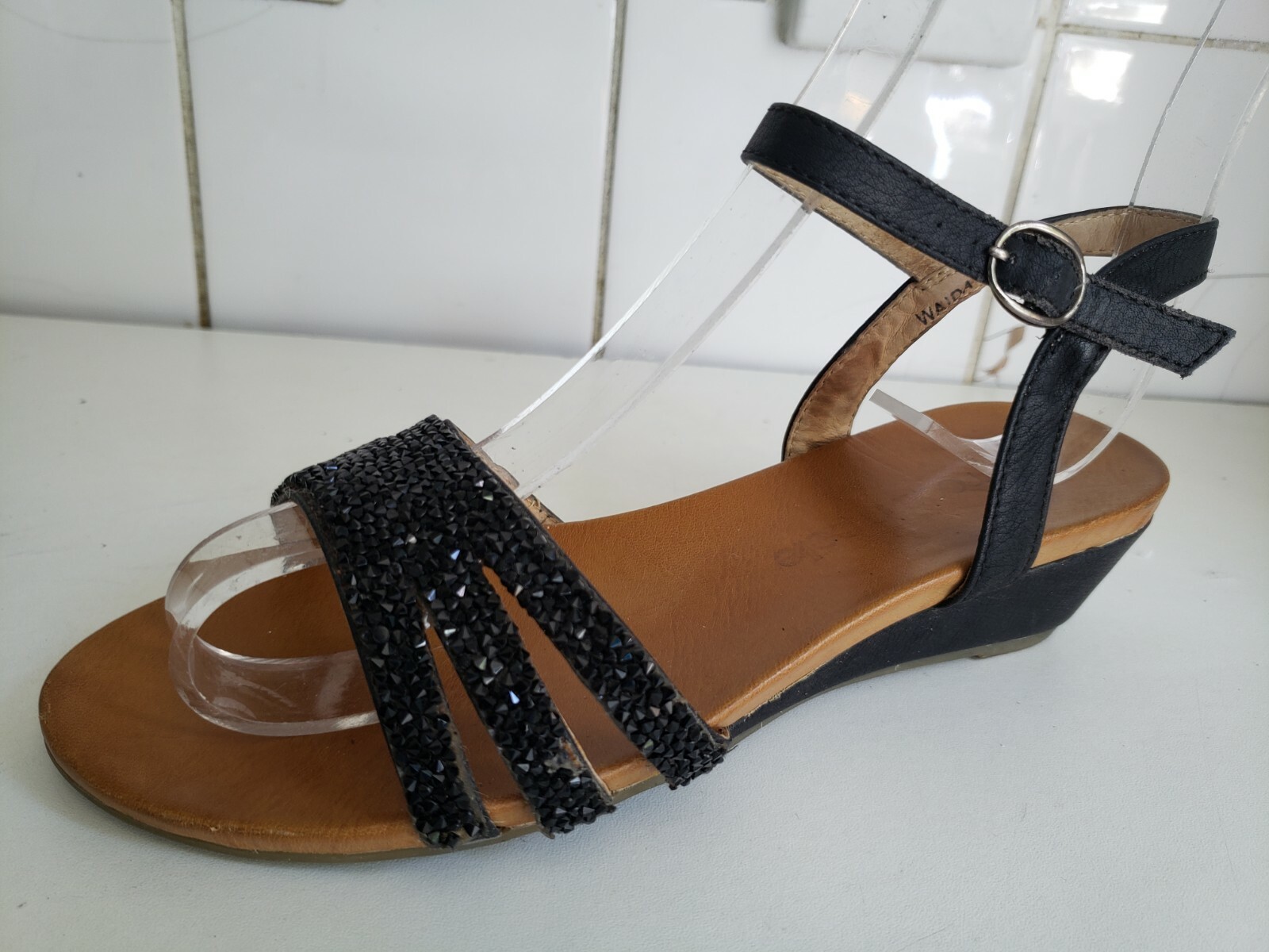 APL SANDALI ESTIVI MODA IN PELLE DESIGNER UK 3 EU 36 DONNA PELLE NERA CINTURINO PIATTO