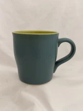 Linens-N-Things Green Coffee Mug Teal And Yellow Inside