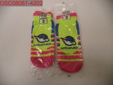 Urban Air 3 Kids Pink  Yellow 2 Pairs Neon Non-Stick Grip Trampoline Socks, 3