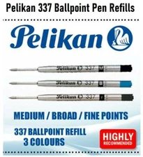 Pelikan 337 Giant Ballpoint Pen Refill, Choose Point Size & Ink Color