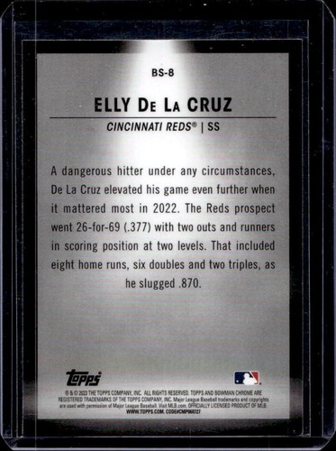 2023 Bowman Chrome Elly De La Cruz Spotlights #BS-8 Reds - Picture 2 of 2