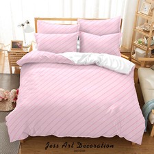 3D Simple Stripe Pattern Pink Quilt Cover Set Duvet Cover Bedding Pillowcases