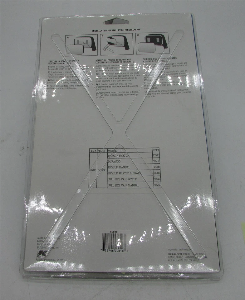 Espejo retrovisor de vidrio Fit System 1997-2000 Dodge Dakota/Durango lado pasajero R 90016 Foto 3 de 3