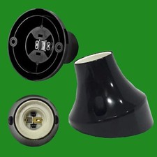 1x Edison Screw Black Angled Batten Ceiling Lamp Holder ES E27 Light Bulb Socket