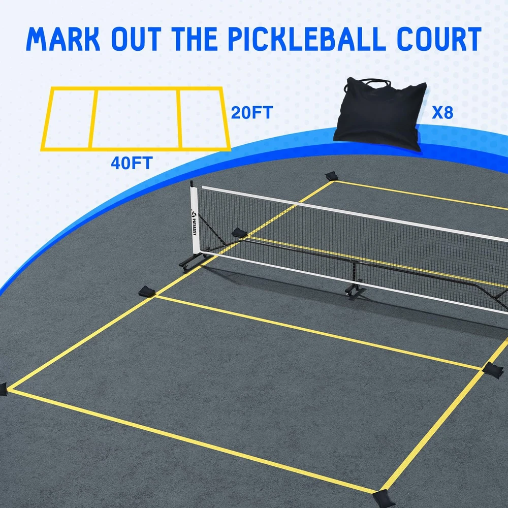 Pickleball Net Set with Wheels and Pickleball Court Marking Kit 22 FT Regulat... Pickleball Net Set with Wheels and Pickleball Court Marking Kit 22 FT Regulat...
