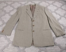 Vintage Giorgio Armani Blazer Mens 44 Long Tan/Brown Houndstooth Wool Italy Made