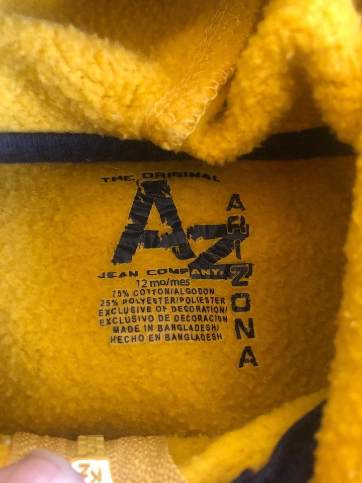 Chaqueta con capucha Arizona para niños pequeños Rockstr amarilla con cremallera 12 meses Foto 2 de 4