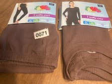 Fruit of the Loom Women's XS 0-2 Waffle Thermal Set Brown Shirt  Pants
