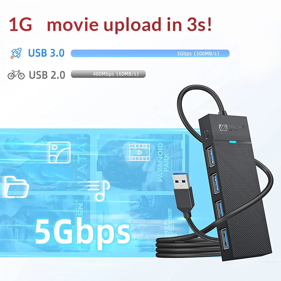 USB C 3.0 Hub 4-Port Adapter for Laptop Flash Drive Expansion  