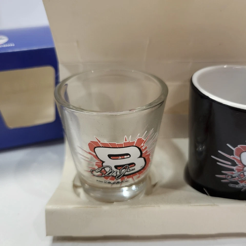 Juego de 4 vasos Nascar vintage Dale Earnhardt #8 2 transparentes, negros, blancos 2003 Foto 2 de 4