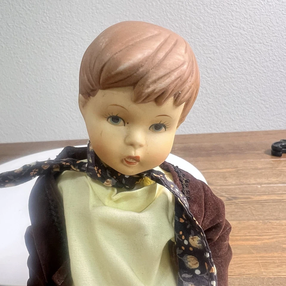 Vintage Hand Painted Bisque Porcelain Alpine Girl and Boy Doll - Image 3 of 4