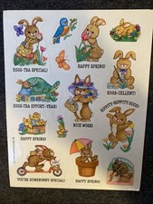 Vintage EASTER Bunny Sticker Sheet Scrapbook Planner Craft Stickers