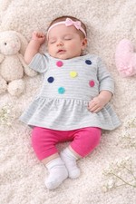 Conjunto de vestido y leggings Carter's bebé niña pompón recién nacido