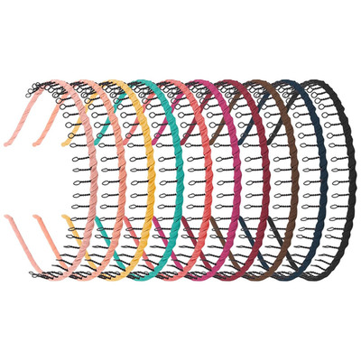 Framendino, 10 Pack Ribbon Wrapped Metal Headbands with Teeth Comb Hair Hoop Hai