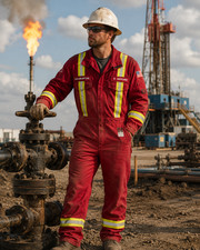 Team Halliburton Coveralls Sz 44T Red Reflective Flame Resistant FR ActionWear