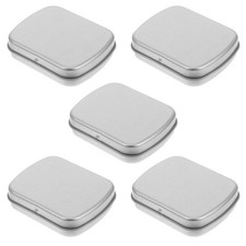 5Pcs Reusable Mini Decorative Container Boxes Silver Metal Tin Jewelry Storage