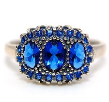 3CT Treated Blue Sapphire 925 Sterling Silver Filigree Ring Jewelry Sz 8 FB9-9