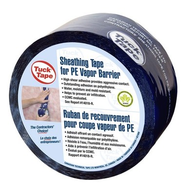 Tuck Tape Construction Sheathing Tape, Vapor Barrier PE Polypropylene, Blue 