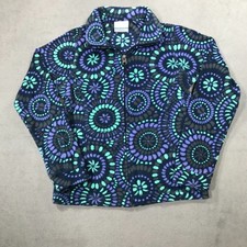 Columbia Jacket Girls Medium Blue Purple Geometric Fleece Full Zip Kids Sweater