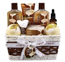 Deluxe Vanilla Coconut Spa Bath and Body Gift Basket 9 Piece Mother's Day