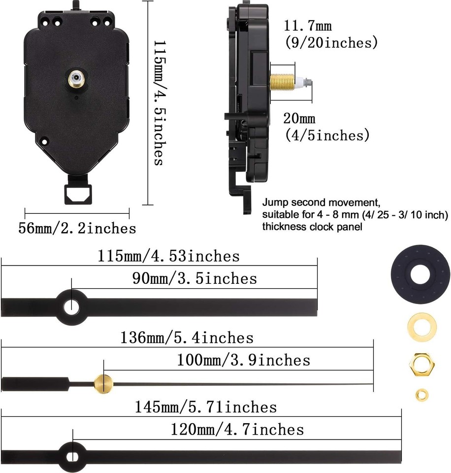 Pendulum Clock Movement Replacement Long Shaft Pendulum Quartz Clock ...