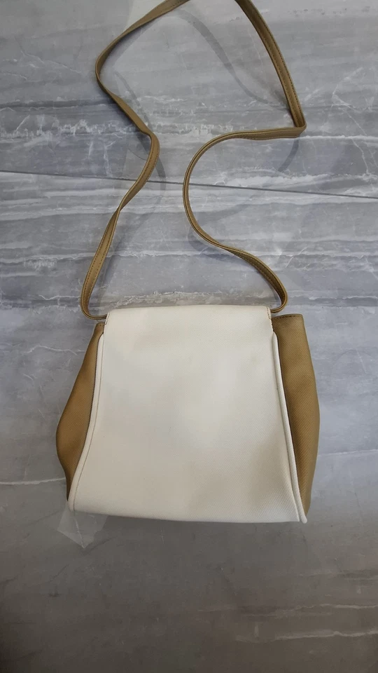 Vintage RODO for Kurt Geiger Italian Leather & Canvas Crossbody Bag – Gold Clasp - Image 4 of 4