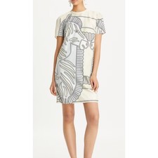 TORY BURCH Sz. Medium Cream Silk Front Zebra Print Tee Shirt Dress