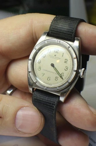 Vintage 1940s ROLEX Stainless Steel Bubble Back  Mens Watch Ref 3372 for Repair