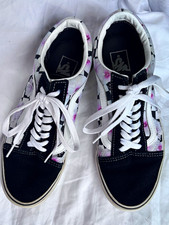 VANS Old Skool Suede Low Top Sneakers Women s 8.5 Black/White Purple Floral