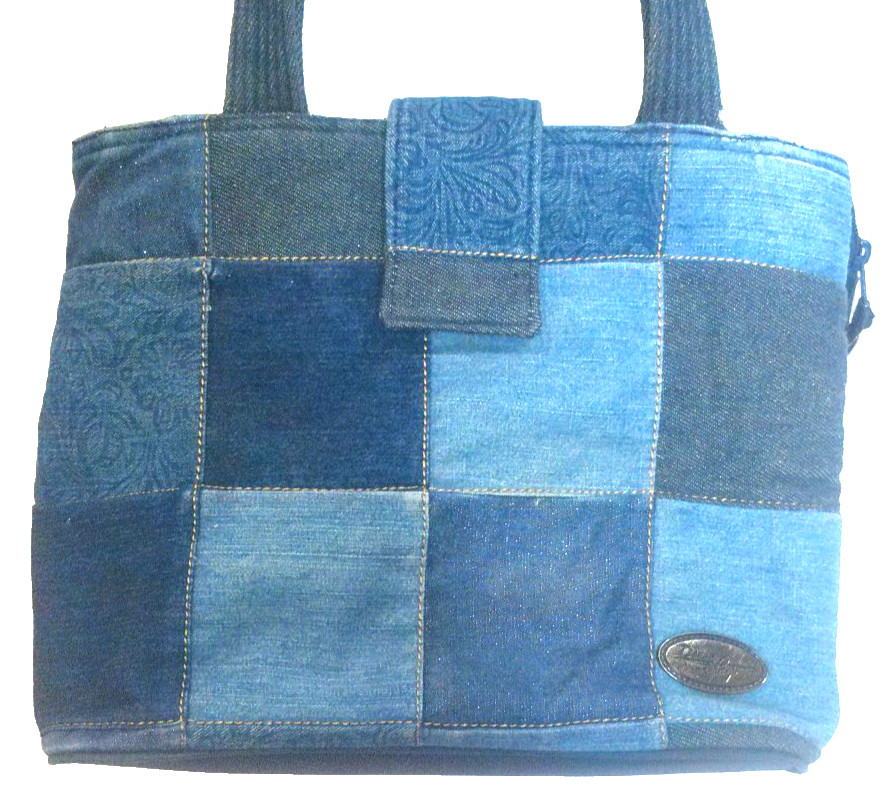 Donna Sharp Denim Patchwork Handbag Shoulder Purse - image 2