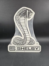 Open Road Ford Mustang Shelby Cobra White Embossed  Metal Garage Sign  16 x 12 