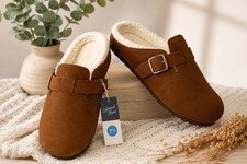 Universal Thread Polly Flats Clogs Brown Faux Suede Sherpa Lined Women s 7.5 New