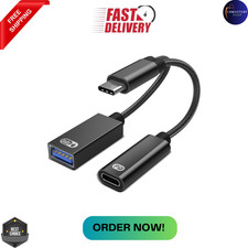 USB C to USB OTG Adapter, 2 in 1 USB C Splitter with PD 60W Charging Port and US