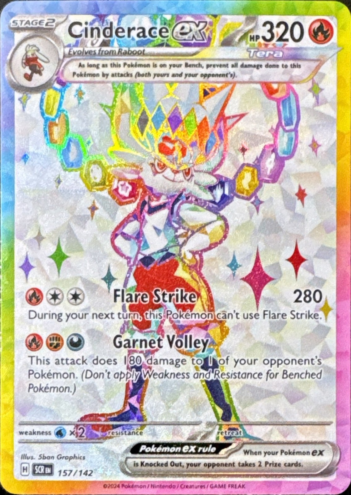 Pokemon Cinderace ex 157/142 - Stellar Crown - NM