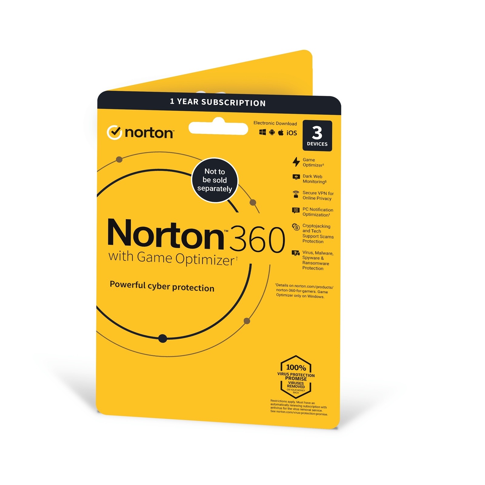 Norton 360 with Game Optimizer 2022 - 3 Devices, 1 Year Subscription