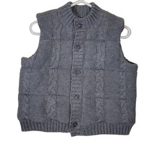 Janie  Jack Baby Unisex Cable Knit Puffy Sweater Vest Round Neck Gray SZ 12-18