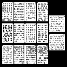 14 Pcs Letter Stencils for Painting Reusable Number Alphabet Stencil White 