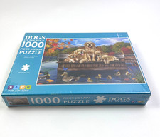Dogs on the Dock 1000 Pc Jigsaw Puzzle Golden Retrievers 27.5"x19.7" NEW SEALED