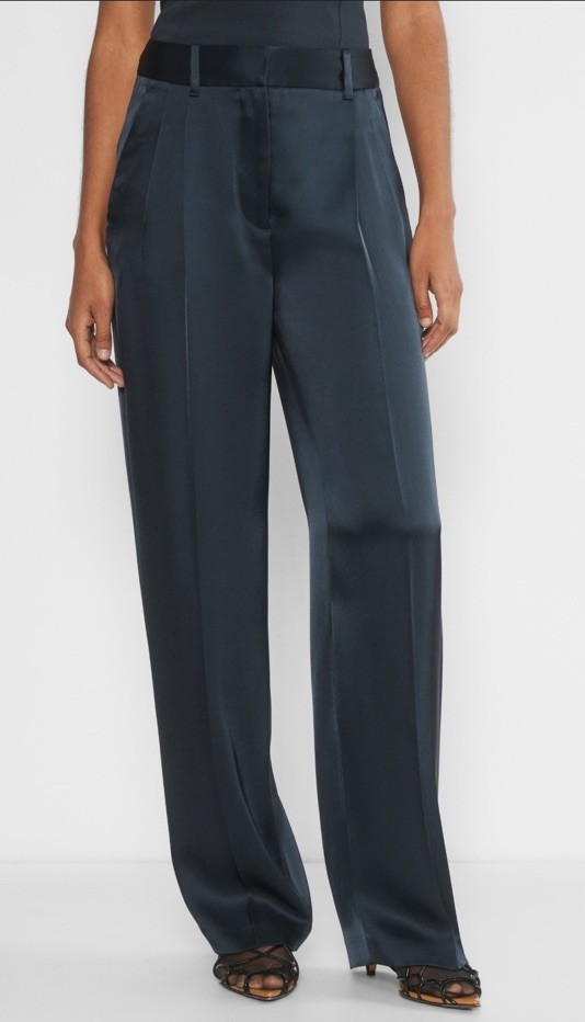 Aritzia The Effortless Blue Satin Wide-Leg Dress Pants Size 6 Sold Out Color image 3