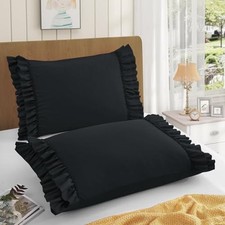 Ruffled Pillow Cases Set of 2, Standard Standard - 20 x 26 Inch Black