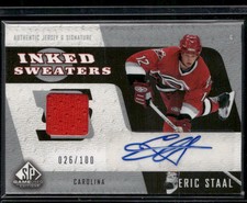 2006-07 SP Game Used #IS-ES Eric Staal Inked Sweaters AUTO #/100