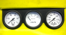 Nos Autogage By Autometer Analog 3 Gauge Panel 2-58 White Face 2328