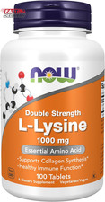NOW Foods Supplements, L-Lysine Hydrochloride 1,000 Mg, Double Strength, Amino