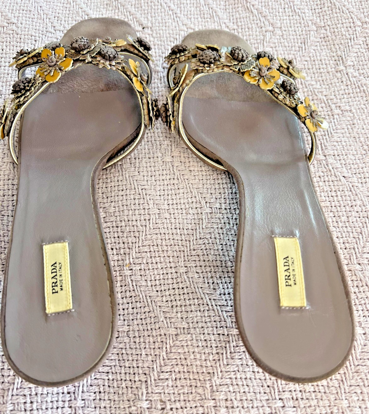 Vintage Prada Floral Appliqué Leather Slip-On Sandals Sz 38.5,Collectible, Italy thumbnail 13